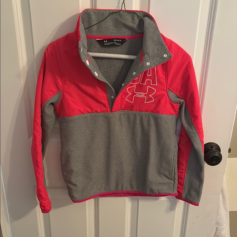 Under Armour Kids Pink and Gray Pullover